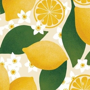 Lemon Pattern- Cream Background