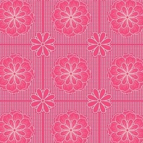 Floral Gridded Dot Pink and Cream