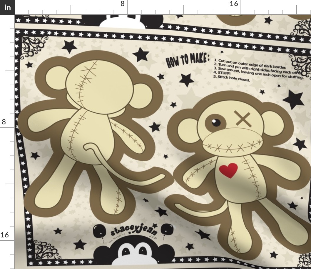 FQ - 10" x 14" Voodoo Monkey Cut & Sew Pillow Doll