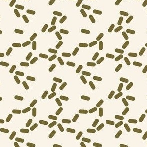 Luscious Vintage Lemons - Dancing Dashes -SMALL||Dancing dashes, olive  green leaves, on a cream background. Perfect as a blender print to go with the Vintage Luscious Lemon Collection. Great as a coordinate print!
