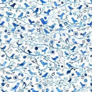 Little blue birds, watercolor, smallscale