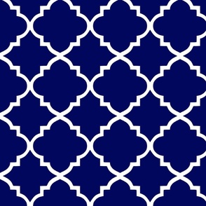 Quatrefoil Pattern- Deep Sea Blue