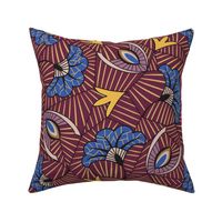 Maroon flower african pattern – medium scale 15” repeat