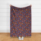 Maroon flower african pattern – medium scale 15” repeat