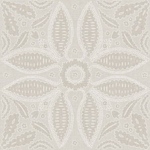 Floral Geometric Tile Grey Large