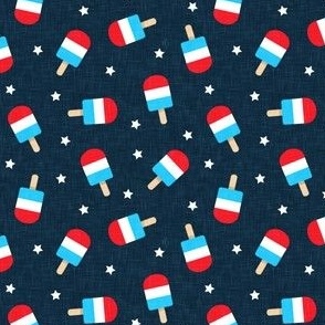 (small scale) Red, White, and Blue Popsicles -  USA Stars and Stripes - navy - LAD23