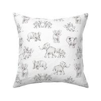 Elephants in Pencil Grey for Nursery Decor and Kids