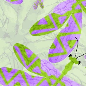 (JUMBO) Lavender Dragonfly on textured light green background