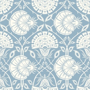 ornate carnations-washed indigo-medium scale