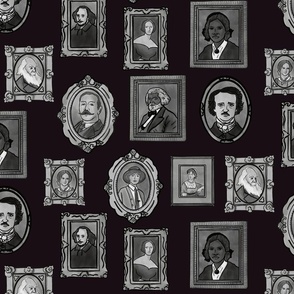 Gallery of Famous Authors - black and white on black