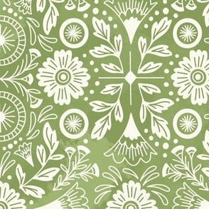 MED victorian botanical tile in retro green