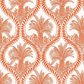 Medium - Jungle cat palms - Orioles orange red - Block Print inspired - jaguar leopard animals - Maximalist Palms Springs Oasis Chic Island