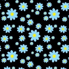 blue daisies on black