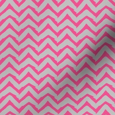 Jagged Electric Chevron Pink and Grey