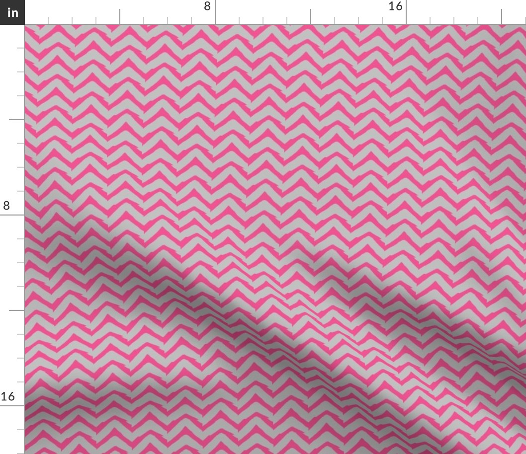 Jagged Electric Chevron Pink and Grey