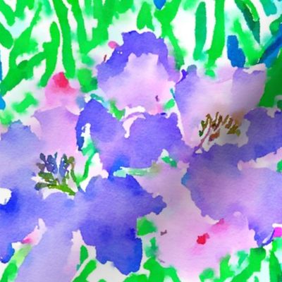 Wild irises and peas watercolor 
