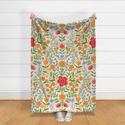 Boho Watercolor Floral - red_ blue and orange flowers on white - large