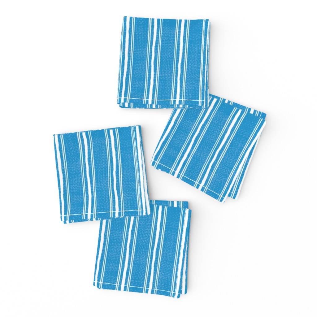 Rough Textural Stripe (Small) - Bright Blue and Bright White  (TBS102)