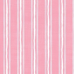 Rough Textural Stripe (Small) - Bright Coral Pink and Bright White  (TBS102)