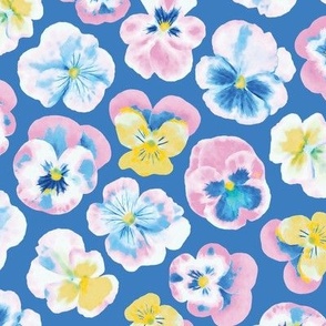 Pansies Pattern Indigo Background