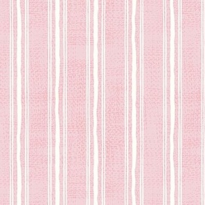 Rough Textural Stripe (Small) - Cotton Candy Pink and Neutral White  (TBS102)