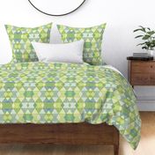 Fresh Green And Yellow Watercolor Geometry Pattern Smaller Scale