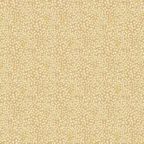 (S) Tiny quilting floral - small white flowers on Honey (light brown)  - Petal Signature Cotton Solids coordinate