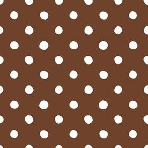 Medium Handdrawn Dots - rainbow quilting collection - white on Cinnamon brown - Petal Signature Cotton Solids coordinate