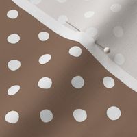 Medium Handdrawn Dots - rainbow quilting collection - white on Mocha brown - Petal Signature Cotton Solids coordinate