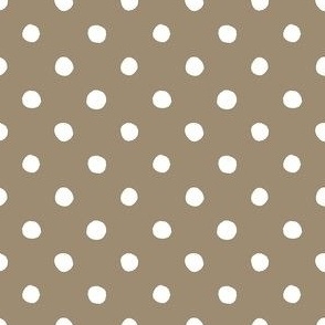 Medium Handdrawn Dots - rainbow quilting collection - white on Mushroom brown - Petal Signature Cotton Solids coordinate