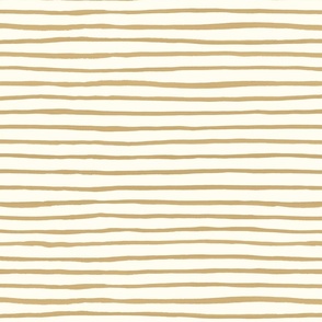 Large Handpainted watercolor wonky uneven stripes - Honey (light brown) on cream - Petal Signature Cotton Solids coordinate 