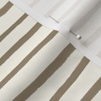 Large Handpainted watercolor wonky uneven stripes - Mushroom brown on cream - Petal Signature Cotton Solids coordinate 