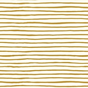 Large Handpainted watercolor wonky uneven stripes - Mustard (light brown yellow) on cream - Petal Signature Cotton Solids coordinate 