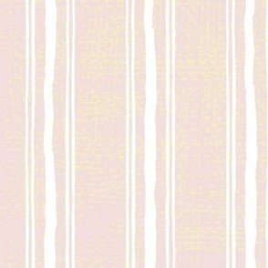 Rough Textural Stripe (Medium) - Piglet Pink,  Butter Yellow and White  (TBS102)