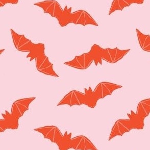 Bats in Flight in Bright Orange