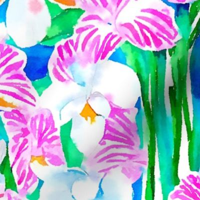 Field of orchids watercolor 