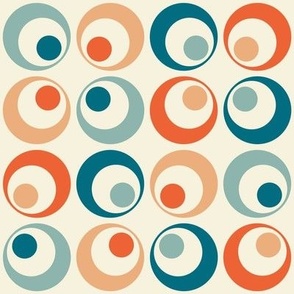 Retro Circles Geometric Orange and Blue