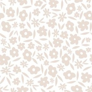 Daisy Meadow Ecru Flowers on Bone White // Medium Scale