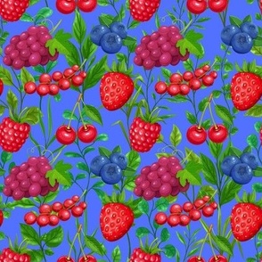 Berry Bunches on Blue