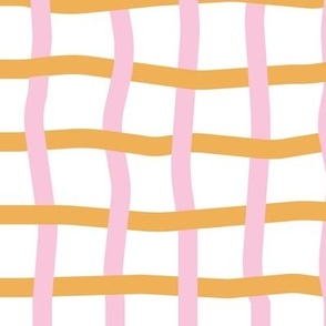 yellow and pink wonky lattice