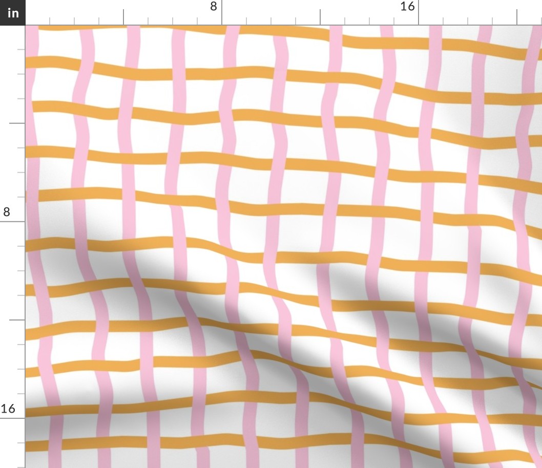 yellow and pink wonky lattice