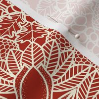 Nature's Rustic Mandala  / Ivory on Red 