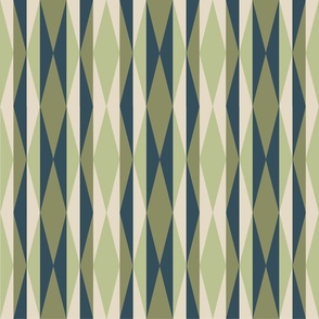 Sage, navy, and ivory diamond stripes- med scale