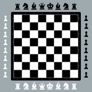 Chess Board and Pieces // White, Black, and Gray