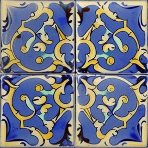 Another Italian 4” Tile in Blue and Gold