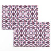 Large Daisy Petals floral mosaic tile in red, white, and blue