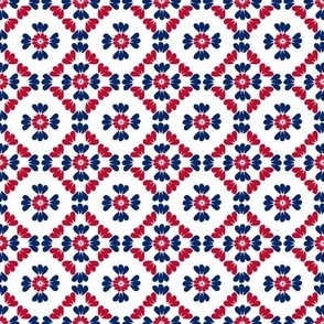 Large Daisy Petals floral mosaic tile in red, white, and blue