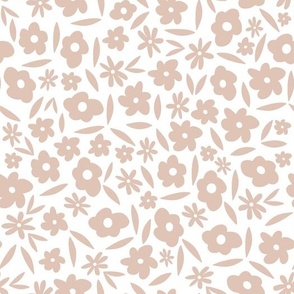 Daisy Meadow Blush Rose Pink Flowers on Bone White // Large Scale