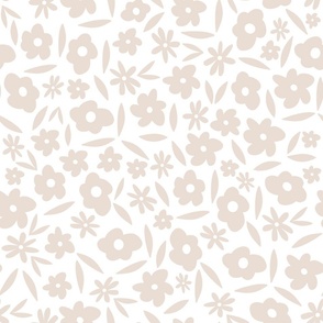 Daisy Meadow Ecru Flowers on Bone White  // Jumbo  Scale
