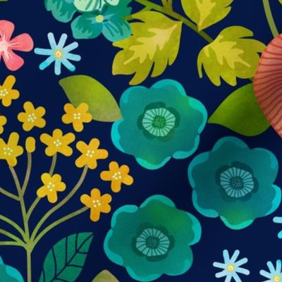 Modern Garden Navy Blue